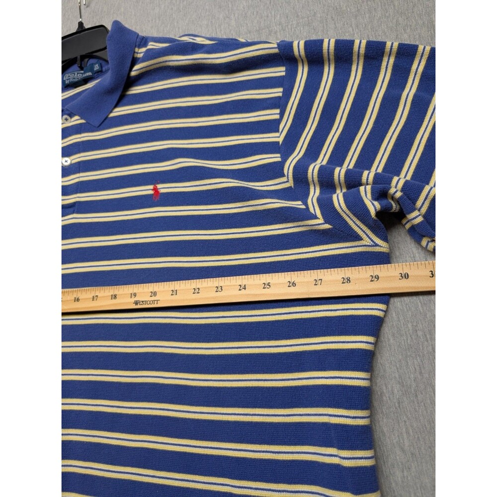 Polo Ralph Lauren Men Polo Shirt Size 3XB PIMA COTTON PERU  Blue Yellow - Picture 9 of 10